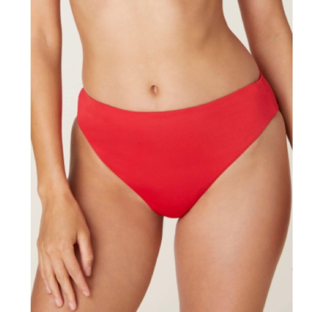 Andie swim 90’s high waisted bikini bottoms in red